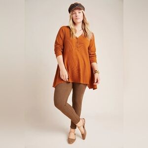 Women's Rust Tunic Top Maeve Eliza Henley Babydoll Tunic Size Large